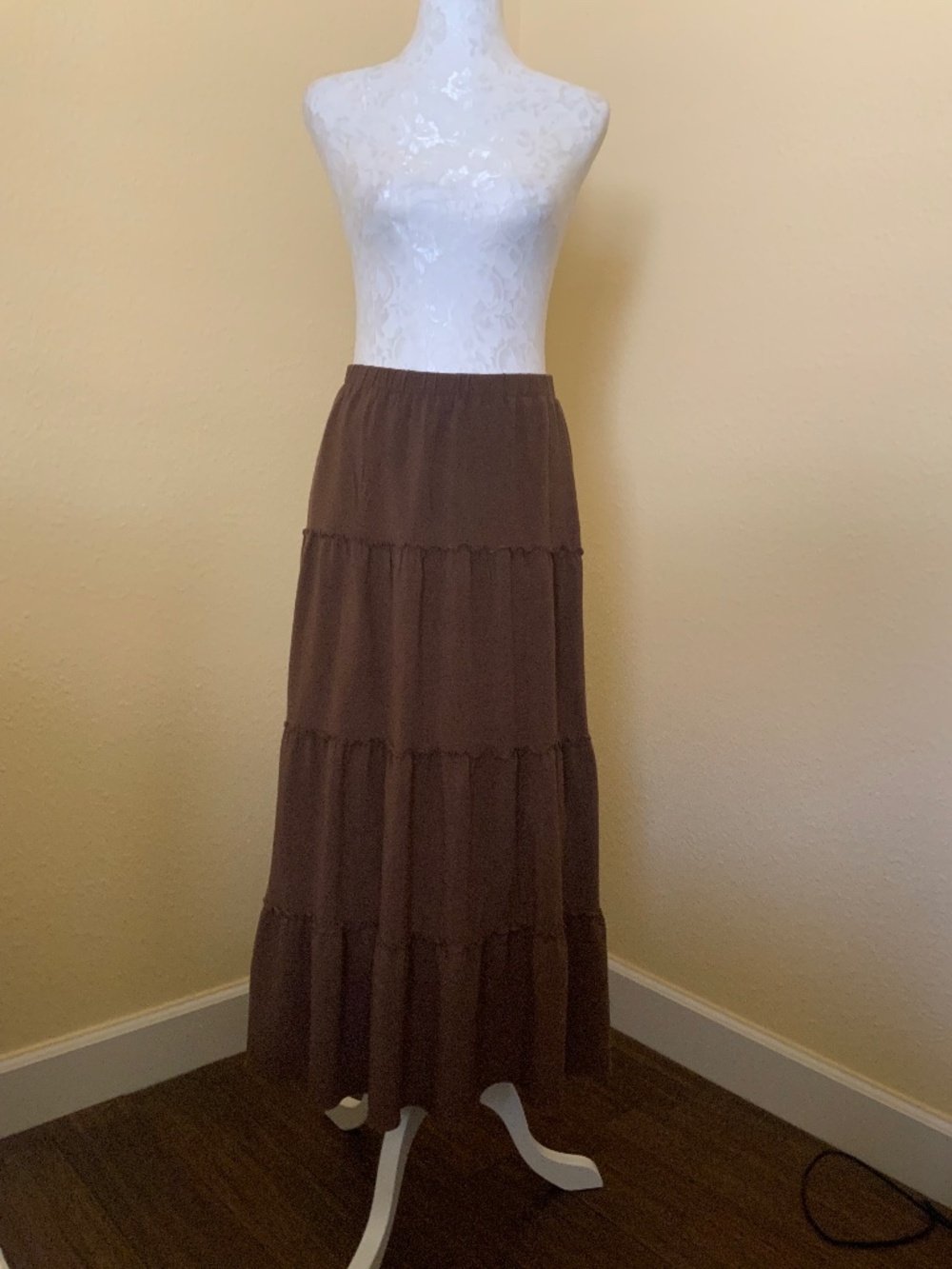 Brandy Melville Tiered Maxi Skirt in Brown